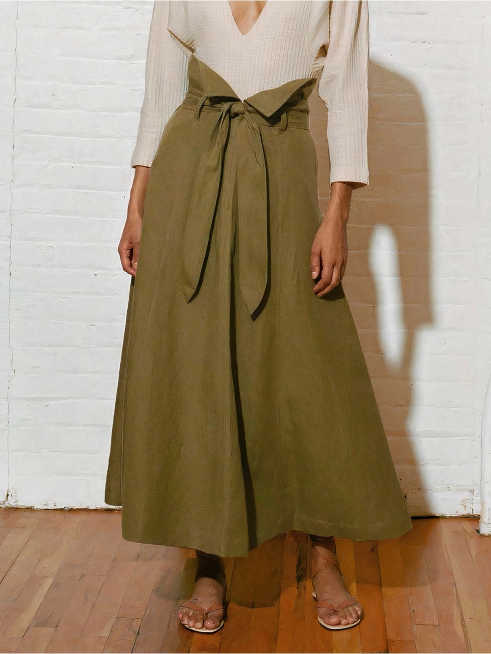 Mara Hoffman Midi Linen-Blend Anna Paper-Bag Skirt